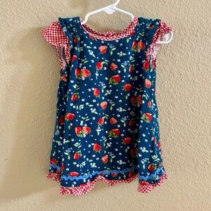 Matilda Jane Blue and Red Strawberry Dress 2T